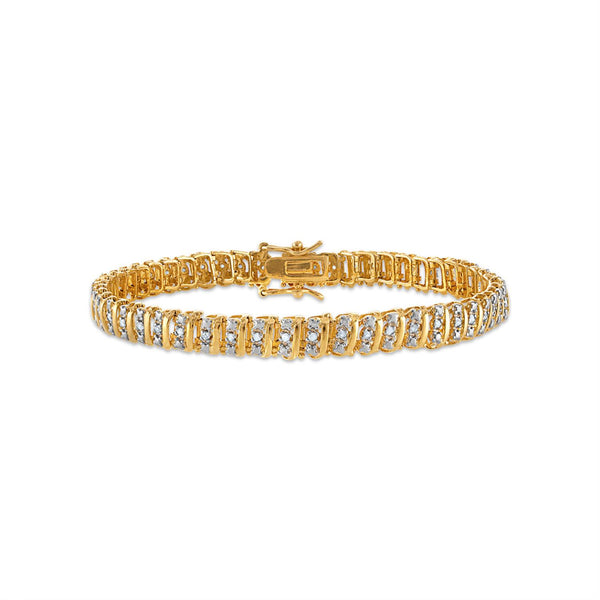 1/2 CTW Diamond 7.5-inch Tennis Bracelet in Gold Plated Sterling Silver