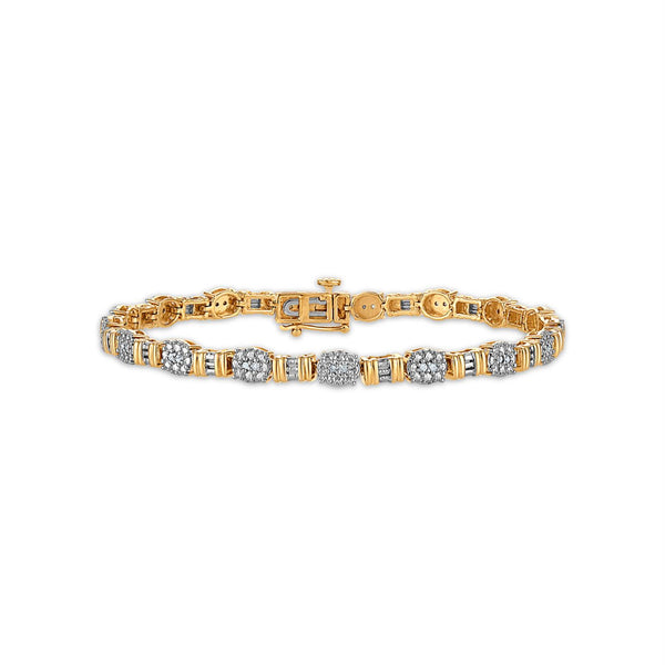 1/4 CTW Natural Diamond 7.5-inch Bracelet in Gold Plated Sterling Silver