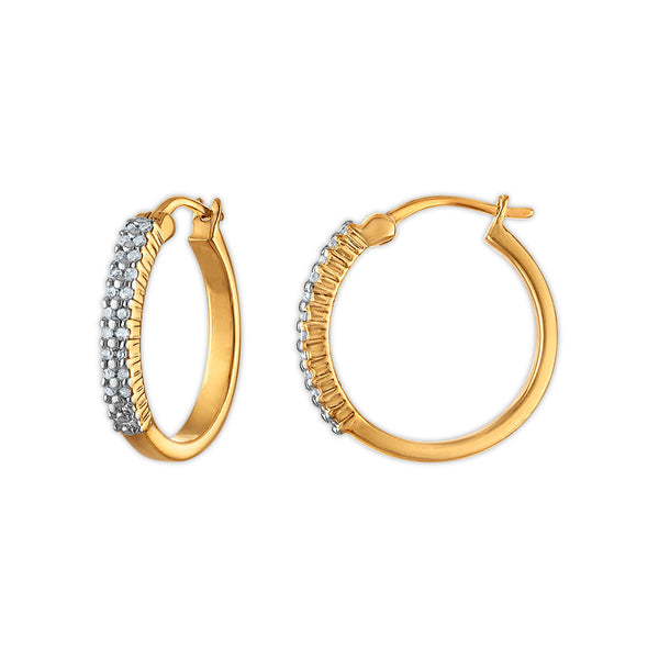 1/5 CTW Natural Diamond Hoop Earrings in Gold Plated Sterling Silver