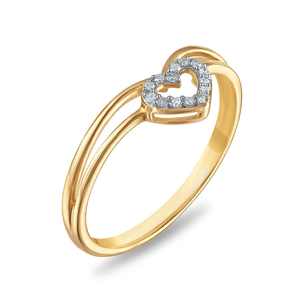 Diamond Accent Heart Ring in 10KT Yellow Gold