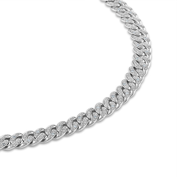 Luxe Layers 1 CTW Natural Diamond Cuban Link 24-inch Chain in Rhodium Plated Sterling Silver