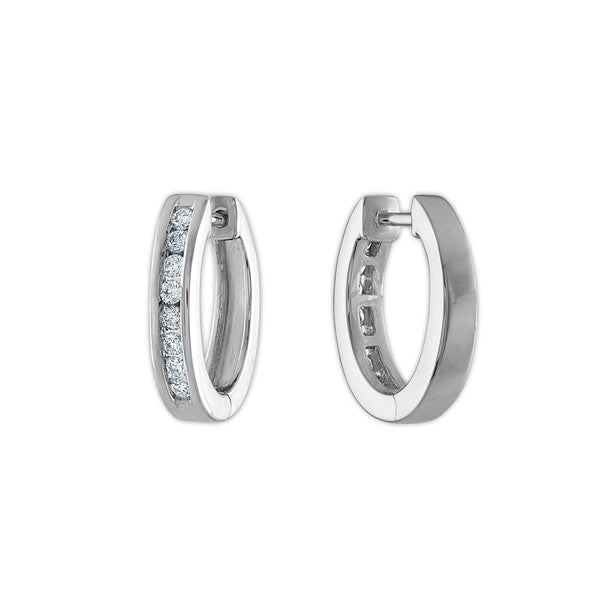 EcoLove 1/4 CTW Lab Grown Diamond Hoop Earrings in Rhodium Plated Sterling Silver