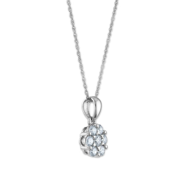 EcoLove 1/4 CTW Lab Grown Diamond Cluster Flower Shaped 18-inch Pendant in 14KT White Gold