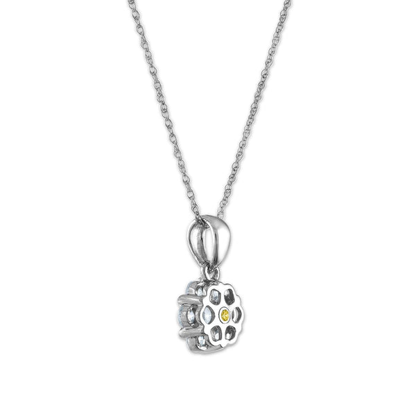 EcoLove 1/4 CTW Lab Grown Diamond Cluster Flower Shaped 18-inch Pendant in 14KT White Gold