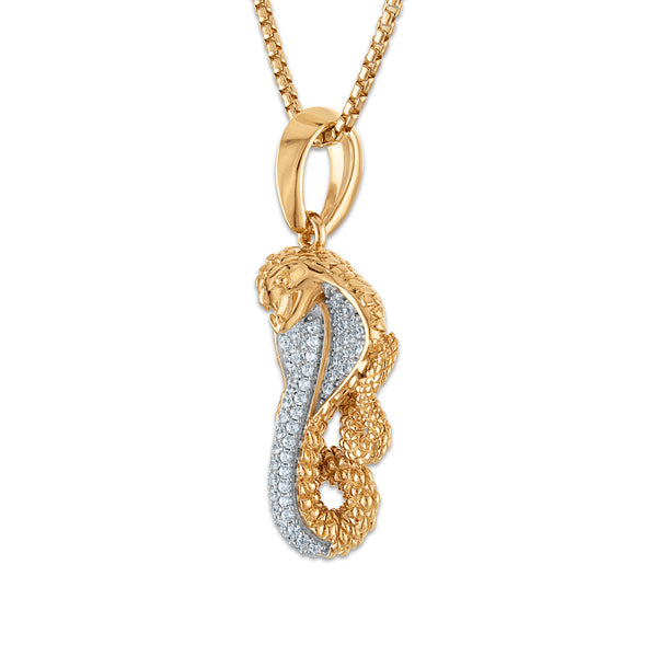 EcoLove 1/2 CTW Lab Grown Diamond 22-inch Snake Pendant in Gold Plated Sterling Silver
