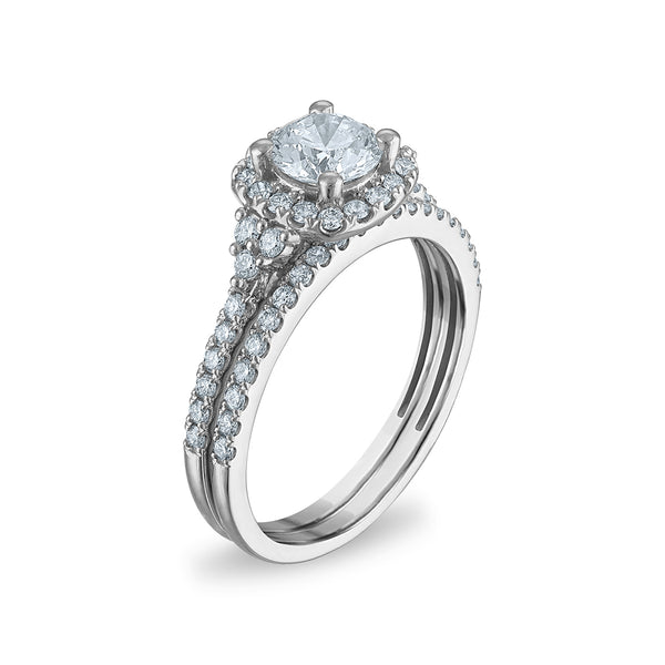 EcoLove 1-1/4 CTW Lab Grown Diamond Halo Bridal Set in 10KT Gold