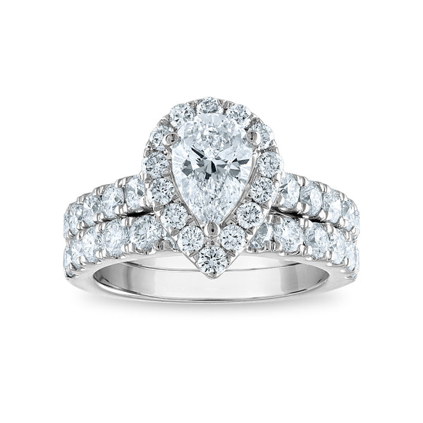 Signature EcoLove Diamond Dreams 3 CTW Lab Grown Diamond Halo Bridal Set in 14KT White Gold