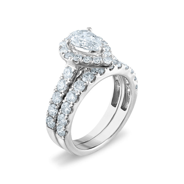Signature EcoLove Diamond Dreams 3 CTW Lab Grown Diamond Halo Bridal Set in 14KT White Gold