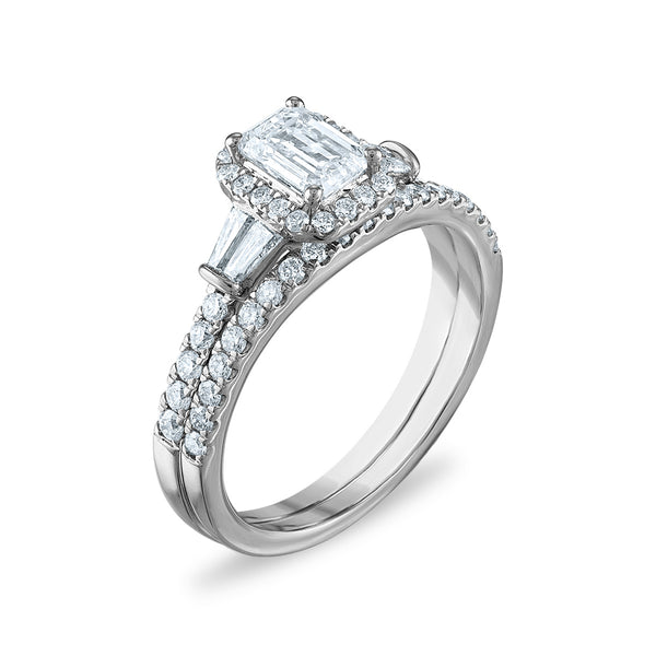 Signature EcoLove 1 1/2 CTW Lab Grown Diamond Halo Bridal Set in 14KT White Gold