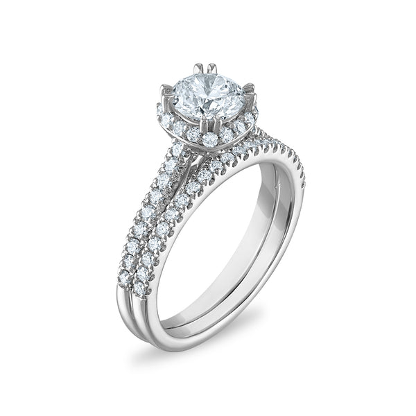 Signature EcoLove Diamond Dreams 1-1/2 CTW Lab Grown Diamond Halo Bridal Set in 14KT White Gold