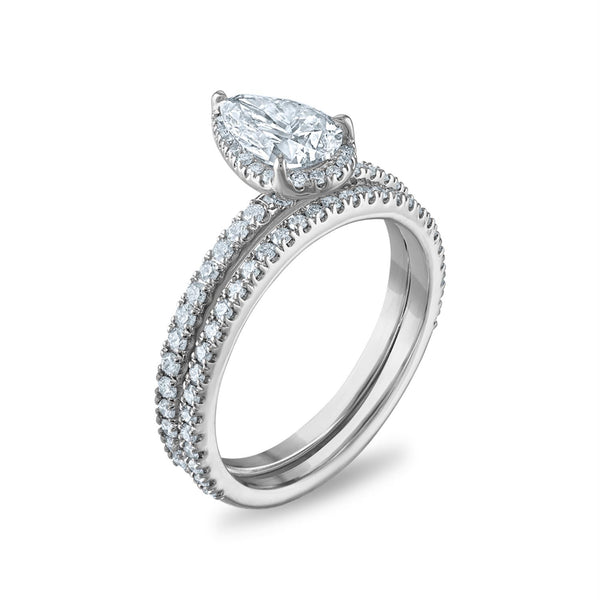 Signature EcoLove 1-1/2 CTW Lab Grown Diamond Halo Bridal Set in 14KT White Gold