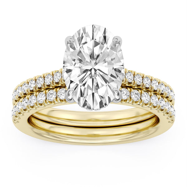 Signature EcoLove Diamond Dreams 4-1/6 CTW 100 Facet Centurion Lab Grown Diamond Bridal Set in 18KT Yellow Gold