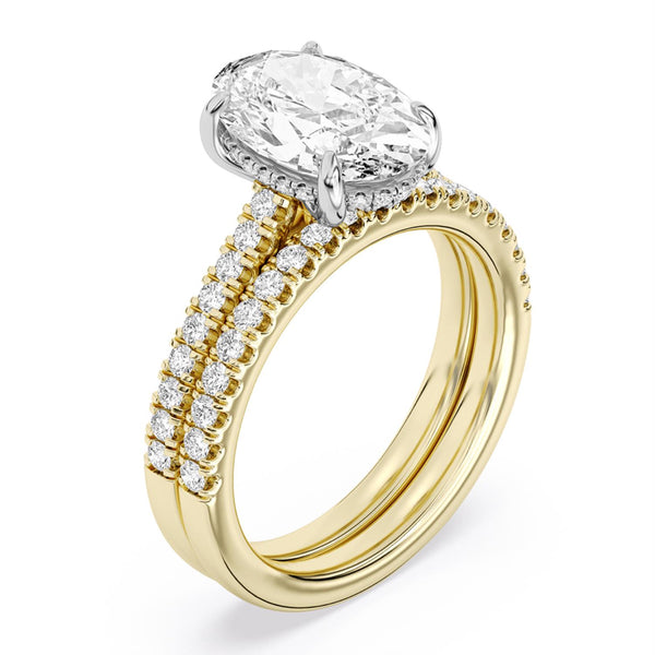 Signature EcoLove Diamond Dreams 4-1/6 CTW 100 Facet Centurion Lab Grown Diamond Bridal Set in 18KT Yellow Gold