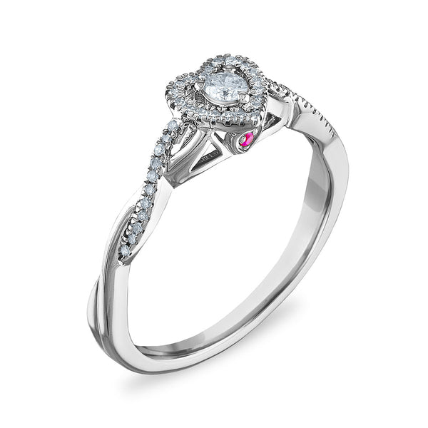 LoveSong 1/6 CTW Natural Diamond Heart Promise Ring in Sterling Silver