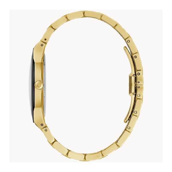 Bulova Millennia 41MM Black Dial with Goldtone Accent and Goldtone Stainless Steel Band. 97A183