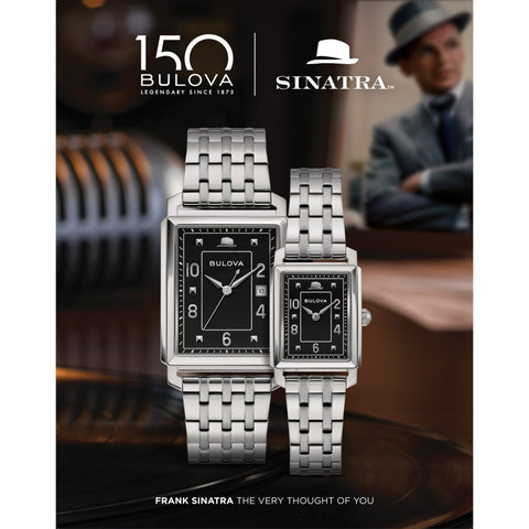 NWT Bulova Silver and Black His & Hers Square Dial Watch Set Bulova Men main image 2