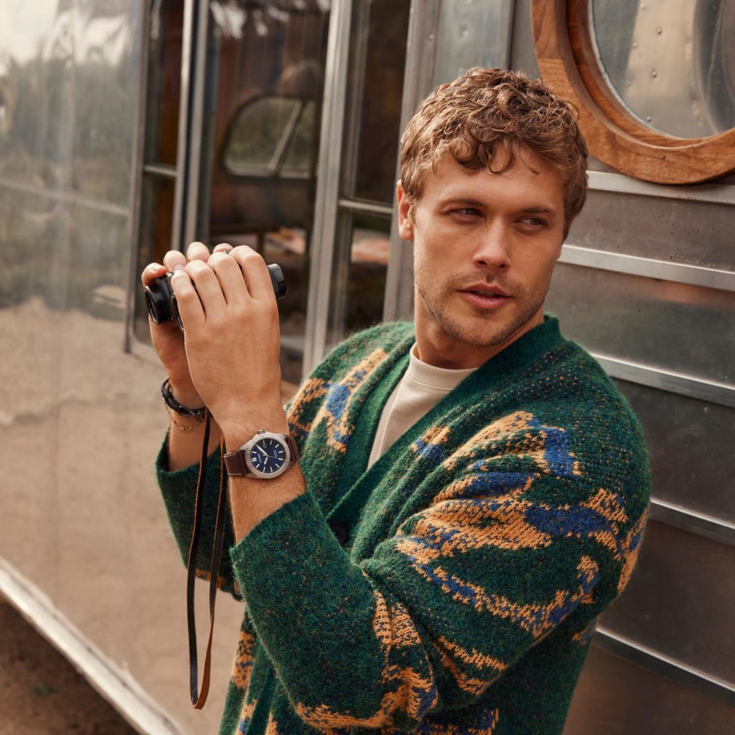 Citizen Brycen Super Titanium Watch with 41MM Blue Dial and Brown