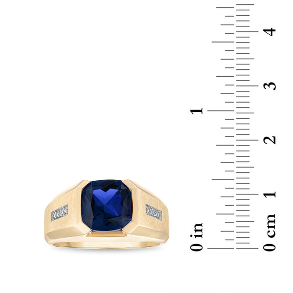 Cushion Blue Sapphire and Diamond Ring in 10KT Yellow Gold