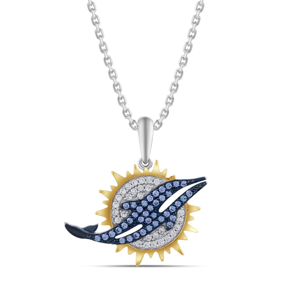 True Fans Fine Jewelry Miami Dolphins 18-inch Pendant in Sterling Silver