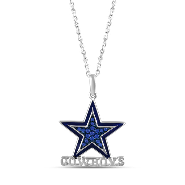 True Fans Fine Jewelry Dallas Cowboys 18-inch Pendant in Sterling Silver