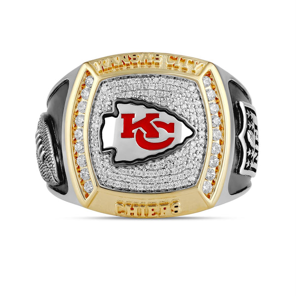 True Fans Fine Jewelry Kansas City Chiefs 1/2 CTW Natural Diamond Ring in Sterling Silver