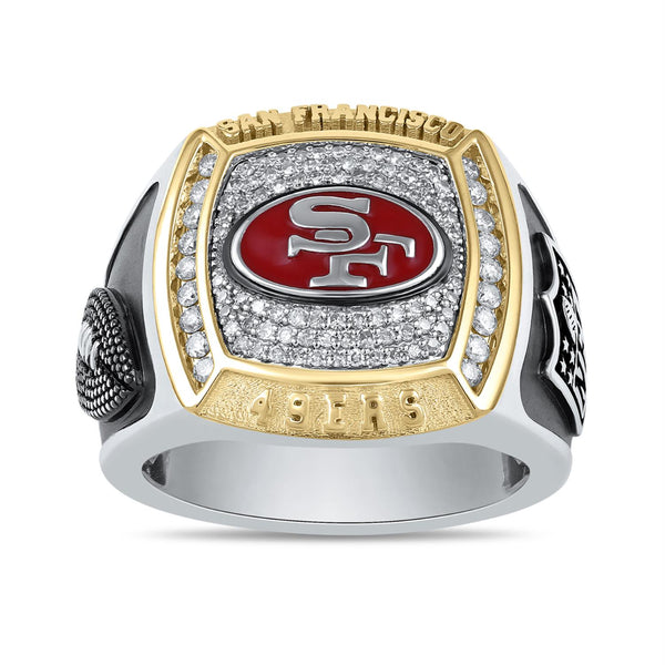 True Fans Fine Jewelry San Francisco 49ers 1/2 CTW Natural Diamond Ring in Sterling Silver