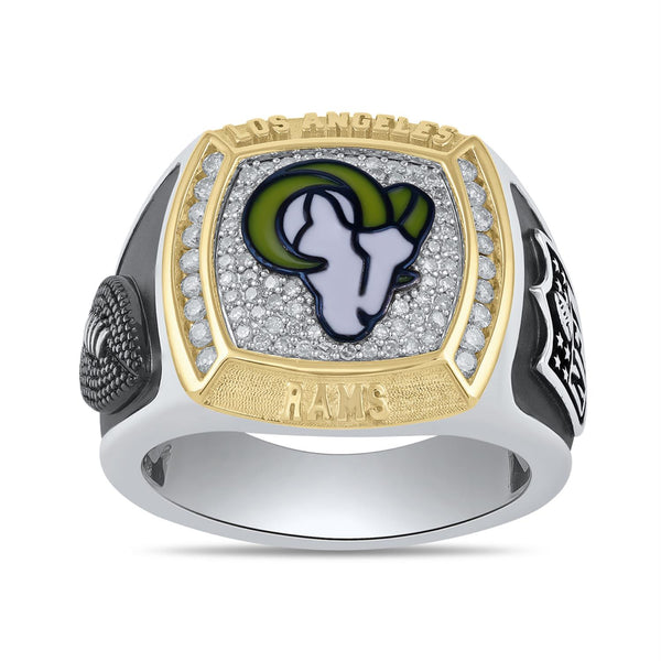 True Fans Fine Jewelry Los Angeles Rams 1/2 CTW Natural Diamond Ring in Sterling Silver