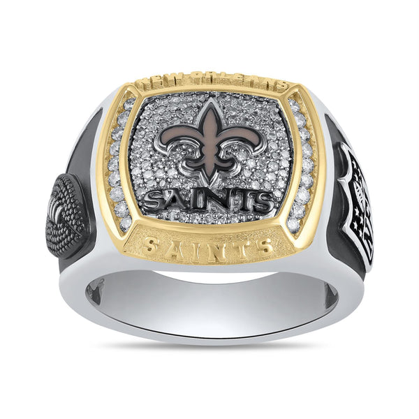True Fans Fine Jewelry New Orleans Saints 1/2 CTW Natural Diamond Ring in Sterling Silver