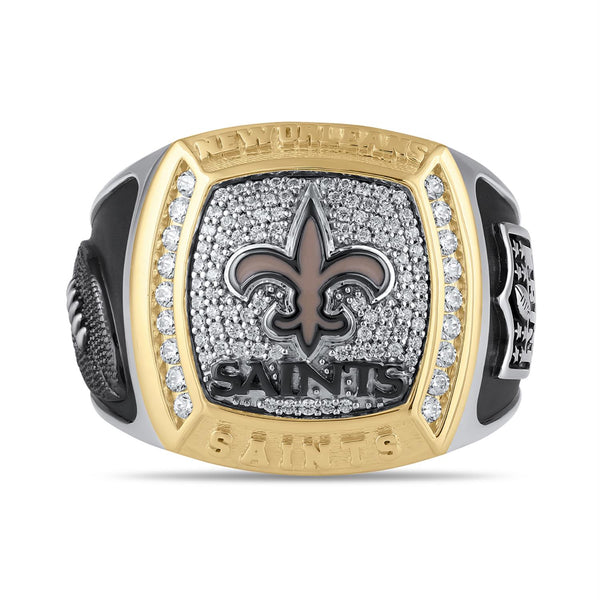 True Fans Fine Jewelry New Orleans Saints 1/2 CTW Natural Diamond Ring in Sterling Silver