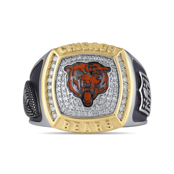 True Fans Fine Jewelry Chicago Bears 1/2 CTW Natural Diamond Ring in Sterling Silver