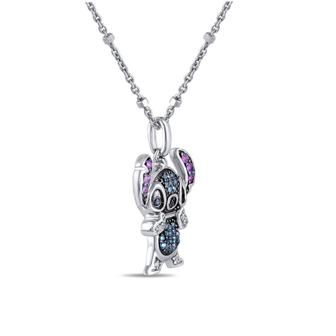Disney Jewels Diamond Accent Lilo and Stitch Pendant in Sterling