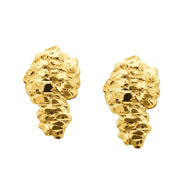 10KT Yellow Gold 17X10MM Stud Nugget Earrings