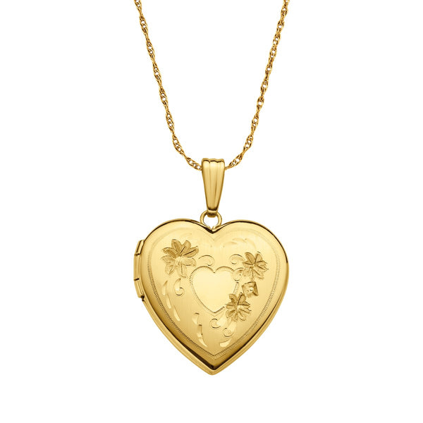 14KT Yellow Gold Filled 18-inch 19MM Heart Locket