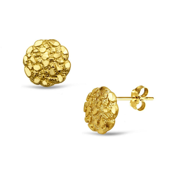 10KT Yellow Gold 10MM Nugget Stud Earrings