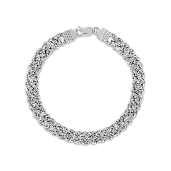 Luxe Layers 1/3 CTW Diamond Cuban Link 8.5" Bracelet in Rhodium Plated Sterling Silver