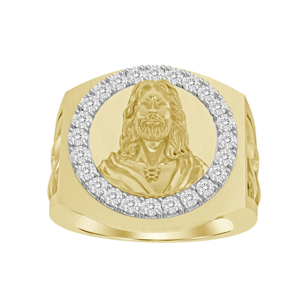 Titan by Adrian Gonzalez 10KT Yellow Gold 1/4 CTW Diamond Jesus Ring