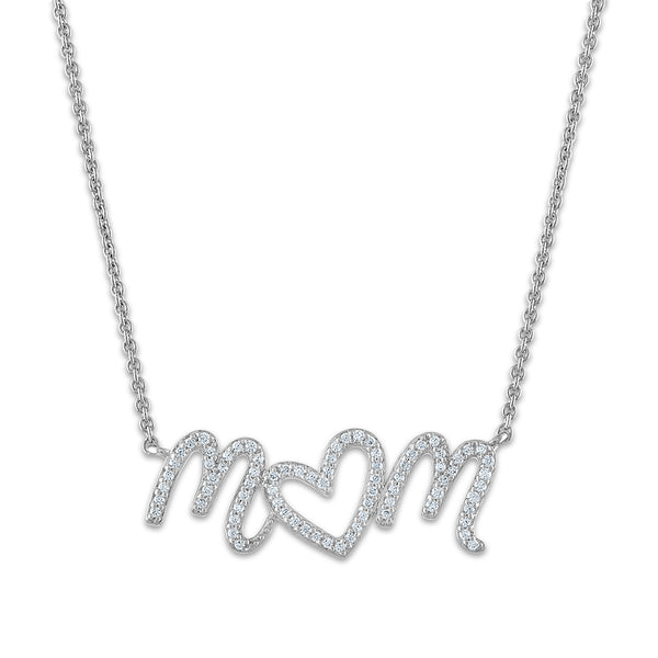 1/5 CTW Diamond 18" Mom Pendant in Sterling Silver
