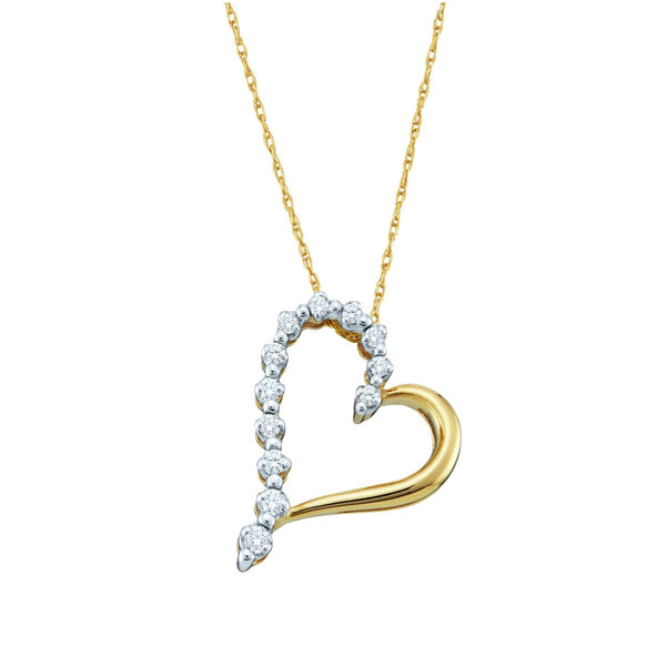 1/7 CTW Diamond Heart 18" Pendant in 10KT Yellow Gold