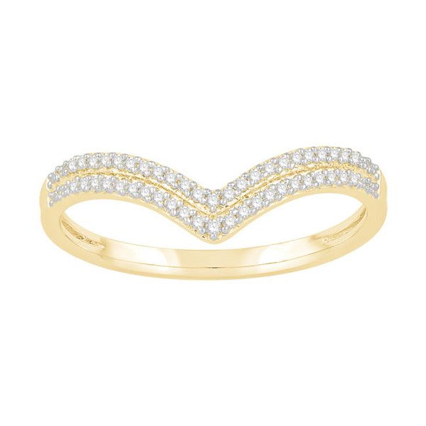 1/10 CTW Diamond Tiara Crown Ring in 10KT Yellow Gold