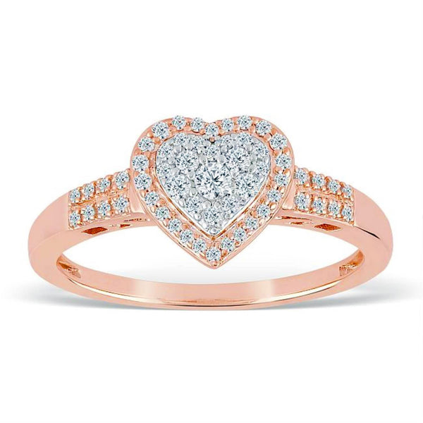 Red Hot Deal 1/4 CTW Diamond Heart Ring in 10KT Rose Gold