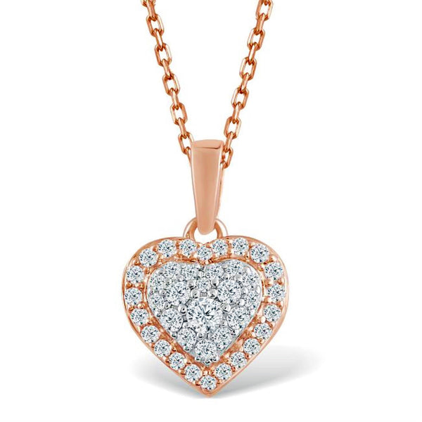 Red Hot Deal 1/4 CTW Diamond Heart 18" Pendant in 10KT Rose Gold