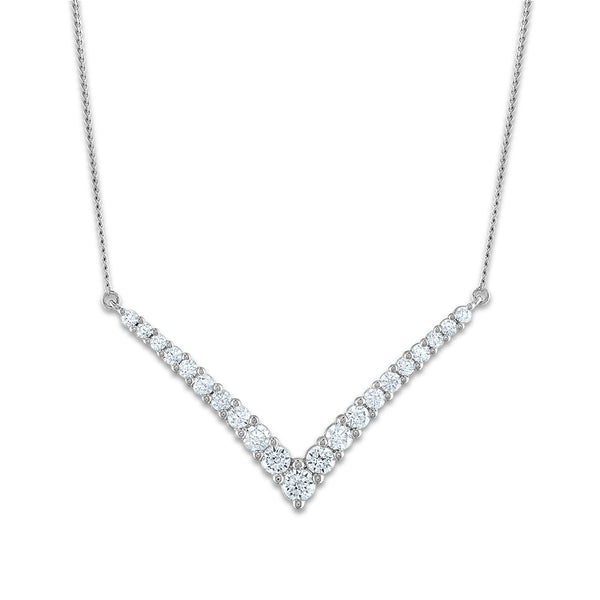 Signature EcoLove 3/4 CTW Lab Grown Diamond Chevron Design 17" Necklace in 14KT White Gold
