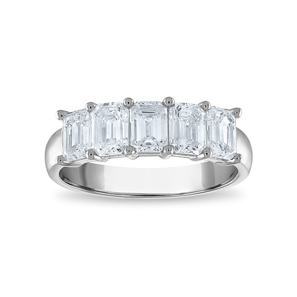 Signature EcoLove 2 CTW Lab Grown Diamond Anniversary Emerald Cut 5-Stone Ring in 14KT White Gold