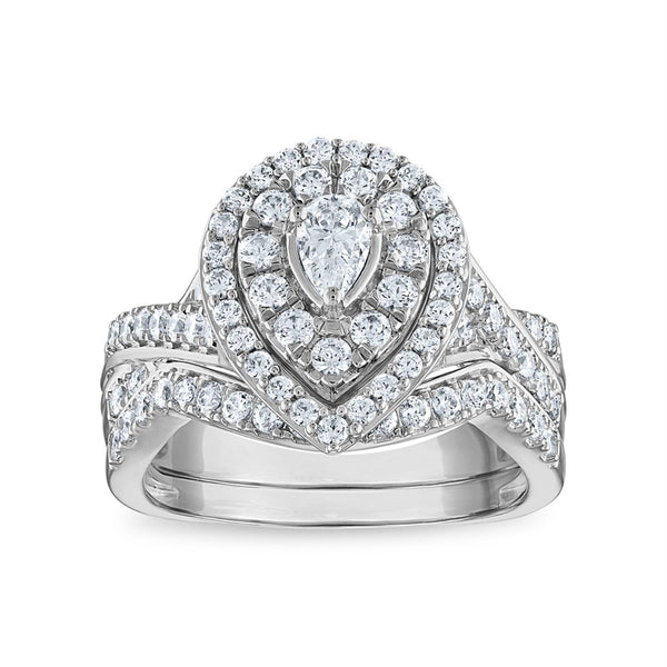 LoveSong EcoLove 1 1/4 CTW Lab Grown Diamond Halo Bridal Set in 10KT White Gold