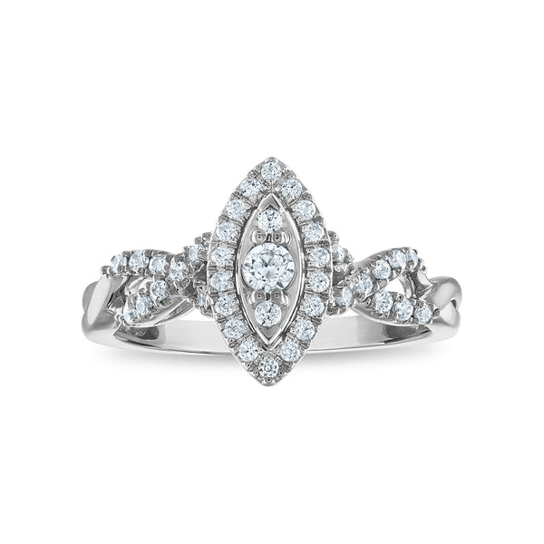 LoveSong EcoLove 3/8 CTW Lab Grown Diamond Promise Halo Marquise Shaped Ring in 10KT White Gold
