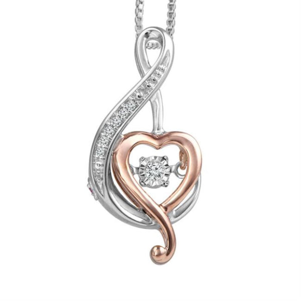 LoveSong 1/16 CTW Diamond Music Note 18" Pendant in Sterling Silver
