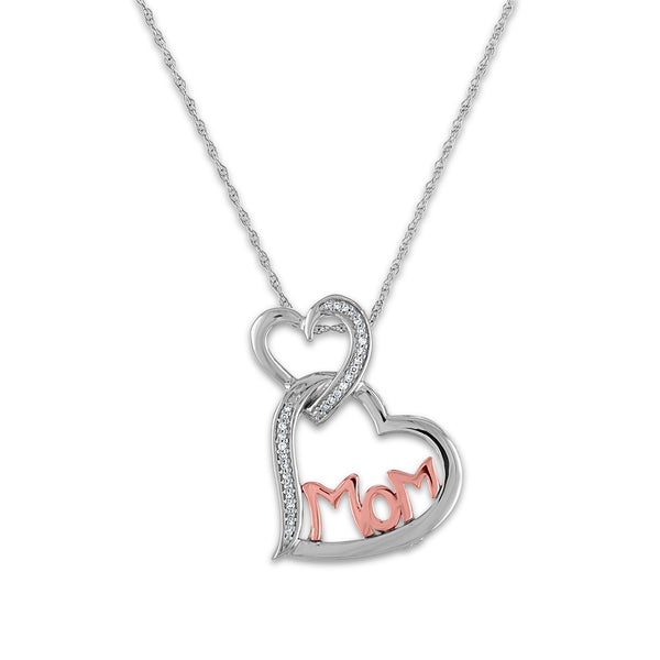 LoveSong 1/16 CTW Diamond Heart Mom 18" Pendant in Sterling Silver