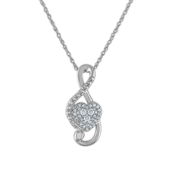LoveSong 1/10 CTW Diamond Fashion Musical Note 18" Pendant in 10KT White Gold