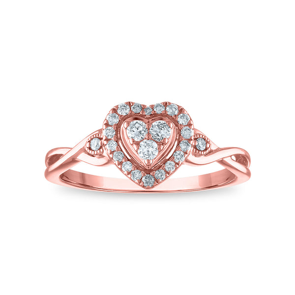 LoveSong 1/5 CTW Diamond Heart Promise Ring in 10KT Rose Gold