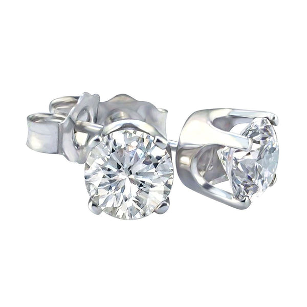 Premiere 1/10 CTW Diamond Solitaire Stud Earrings in 14KT White Gold